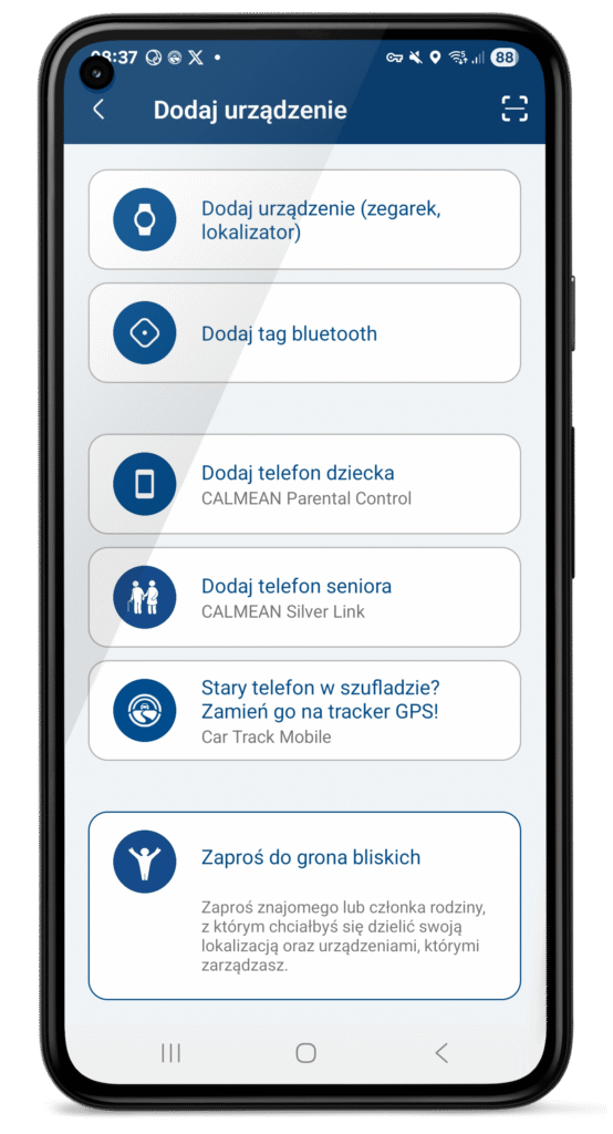 Szybki start z CAR TRACK MOBILE cc add device framed